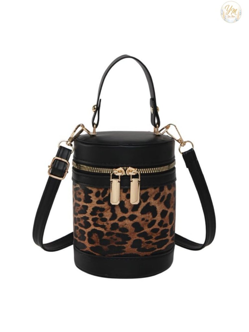 Vegan Leather Mini Bucket Crossbody Bag Round Handle 3-Way Carry